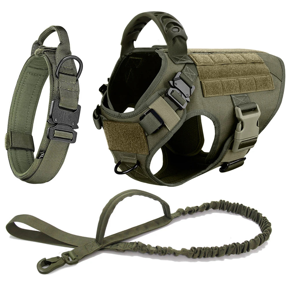PETRAVELCN Tactical Military Dog Harness Vest Set for Training