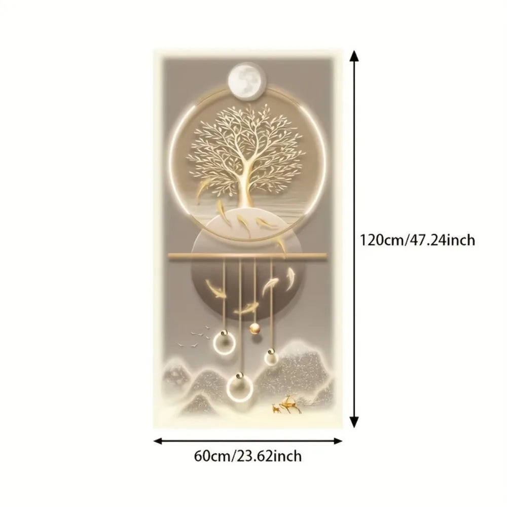 1.5 inch solid wood frame large canvas painting, home decor, Moon Fortune Deer tree canvas poster, interior decor