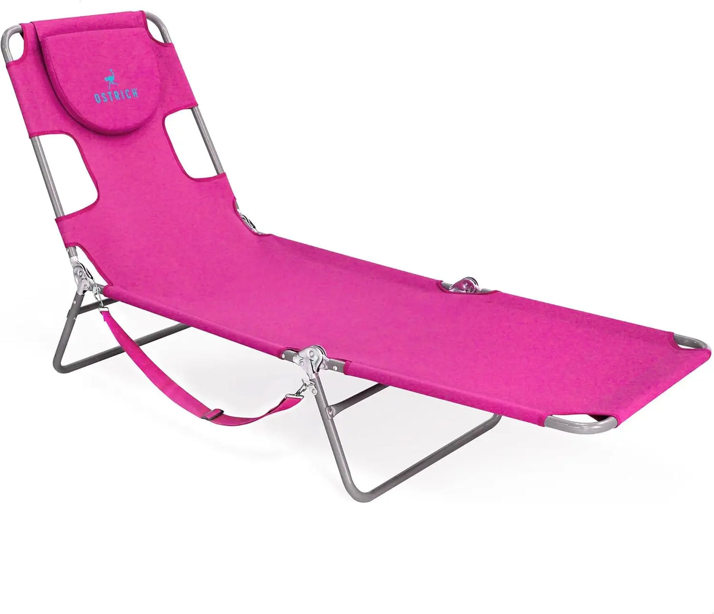 72" x 22" Chaise Lounge Portable Lightweight Reclining Lounger, Outdoor Patio Beach Lawn Camping Pool Tanning Chair, Pink