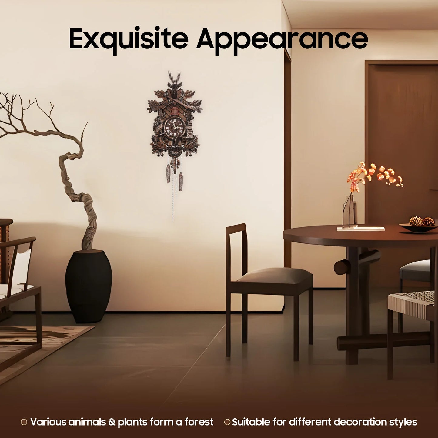 Cuckoo Wall Clock, Traditional Black Forest Cuckoo Clock Style Cuckoo Clock for Living Room, Bedroom, Study, Office, Gifts