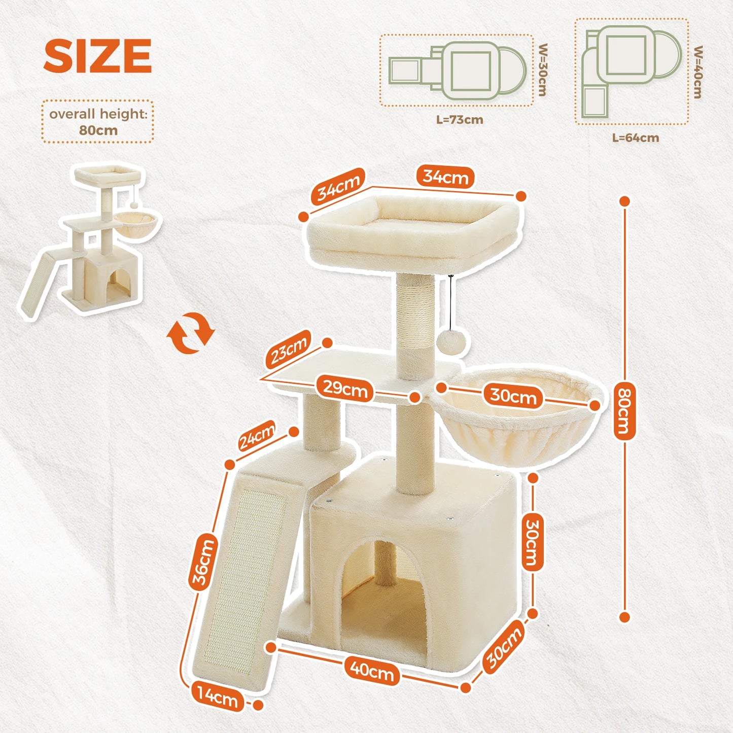 PAWZ Road Ultra-Stable MultiFunctional Cat Tree Tower Indoor Cats All-Season-Hammock