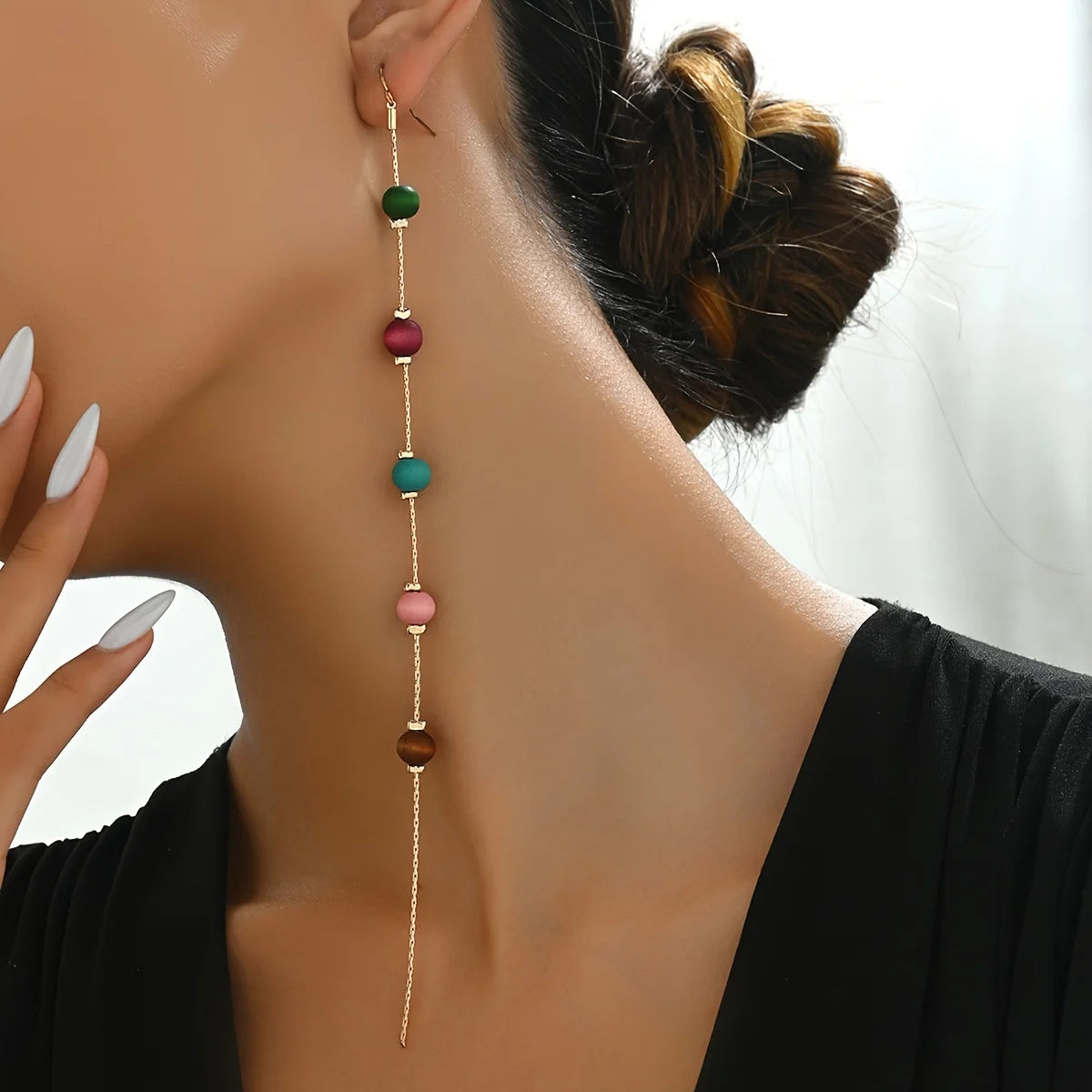 Shandong Tassel Earrings Beaded Bohemian Hypoallergenic