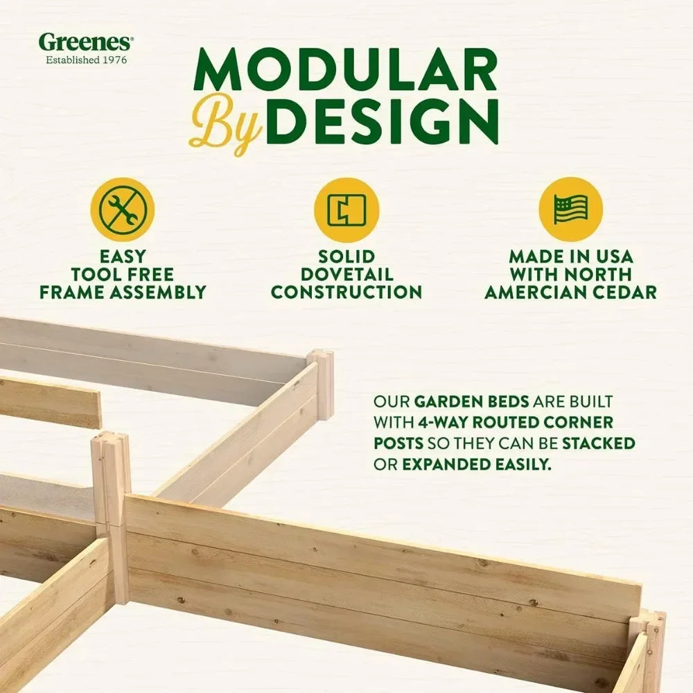 Premium Cedar Raised Garden Bed with Fence System, 8' x 12' x 16.5" U-Shaped Bed