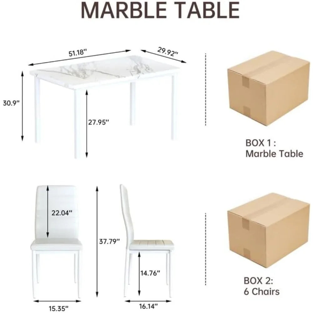 ContemporaryFauxMarbleDiningTableSetUltraPremiumQualitySpaceEfficientCompactDurable