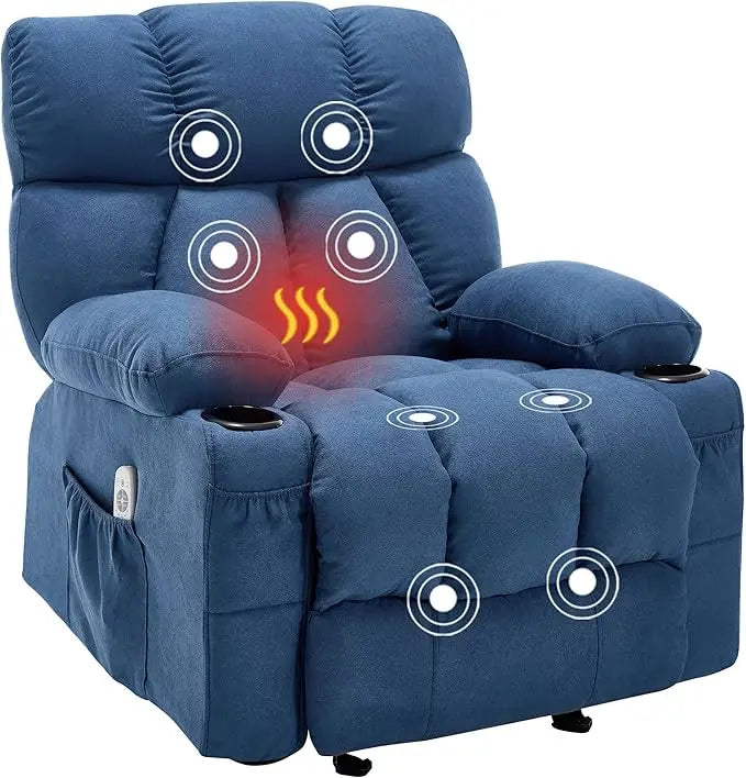 Massage Rocker Recliner Chair with Heat and Vibration Ergonomic Rocking Lounge Chair for Living Room Comfy Overstuffed Recliner