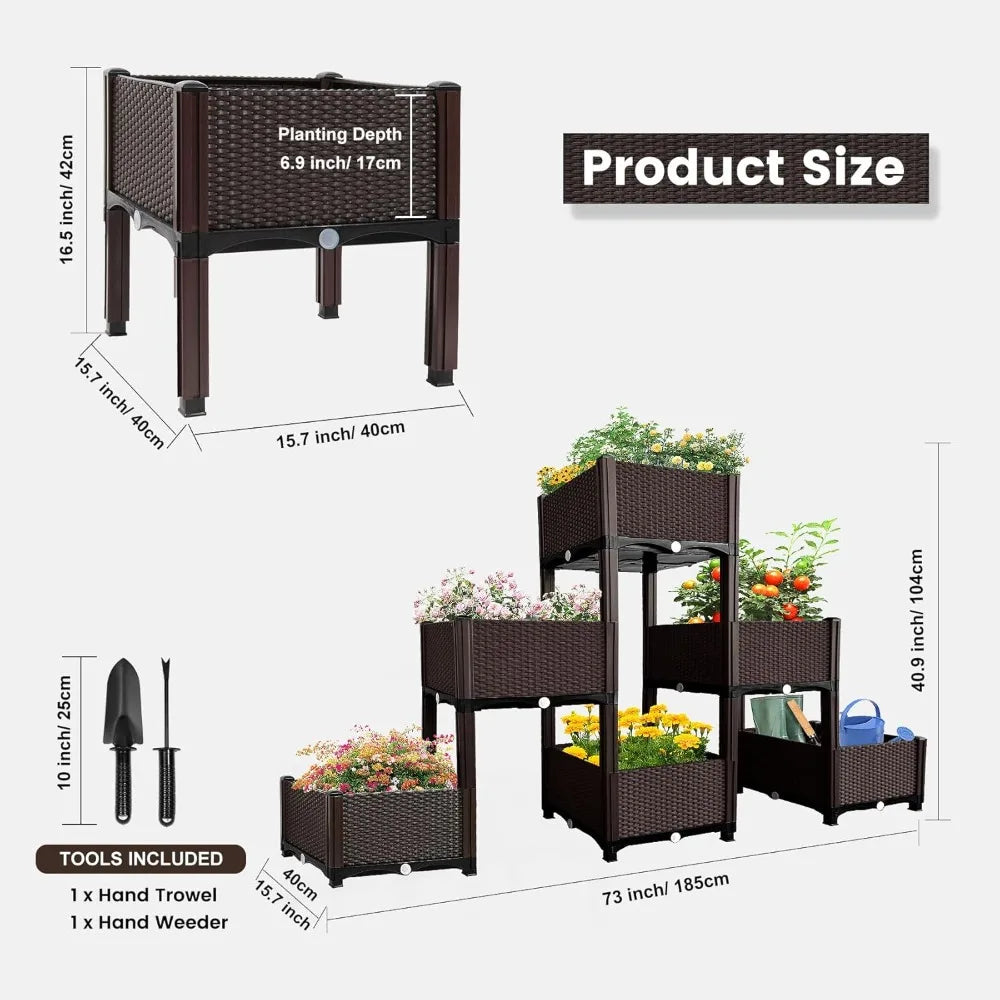 MAYOLIAH Raised Garden Bed with Drainage Elevated Planter Box Plastic Raised Beds for Gardening Vegetables Herb Flowers, Perfect