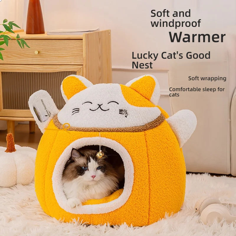 Zhejiang Lucky Fortune Cat Pet Bed Fleece Round Warm
