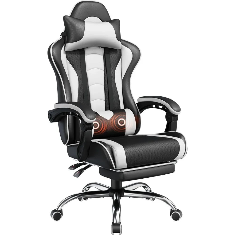 Ergonomics Gaming Chair With Massage Lumbar Support Footrest