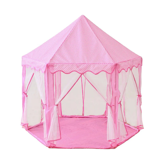 Portable Folding Princess Castle Tent with Warm LED Star Lights for Kids