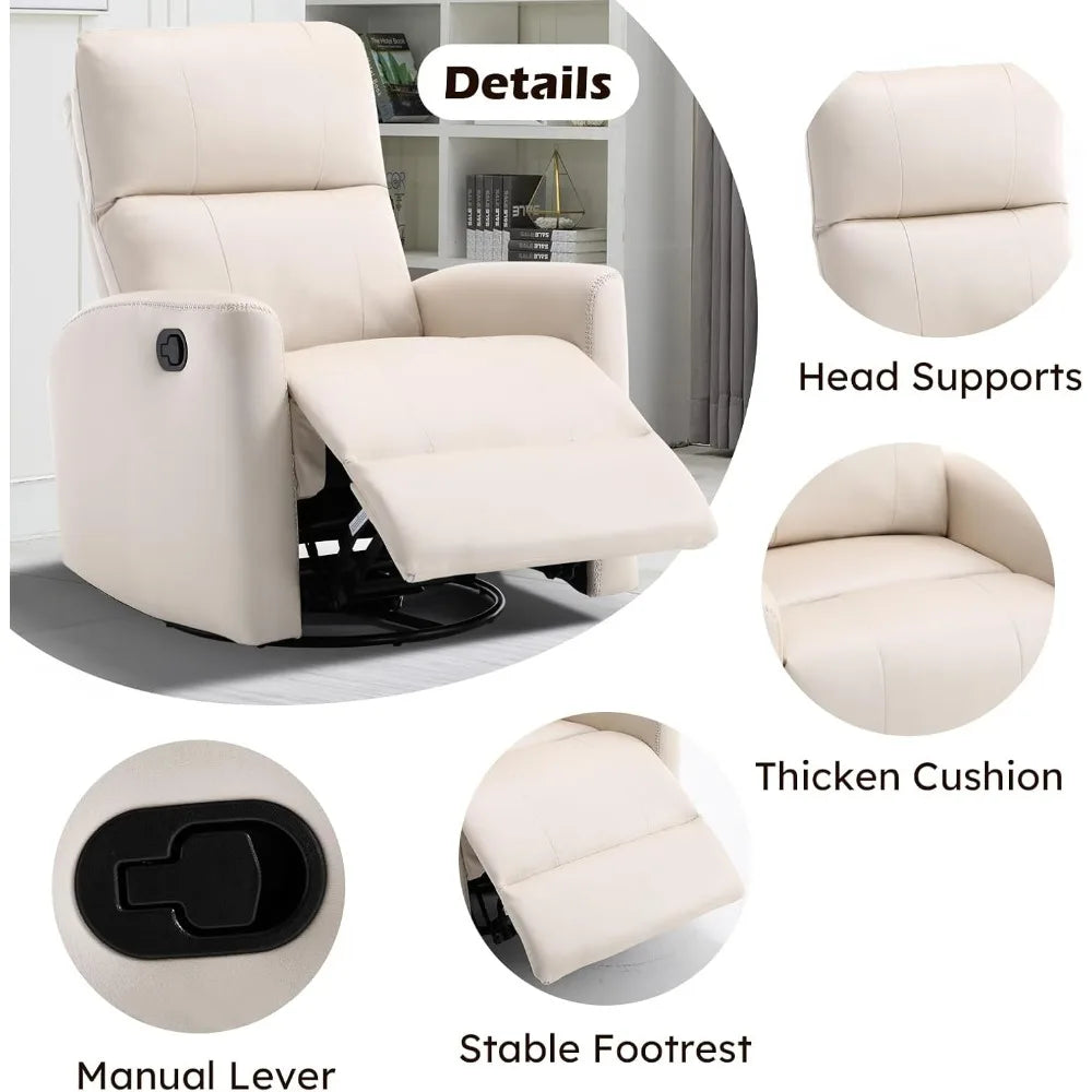 Rocking Swivel Faux Leather Recliner Chair Glider Nursery