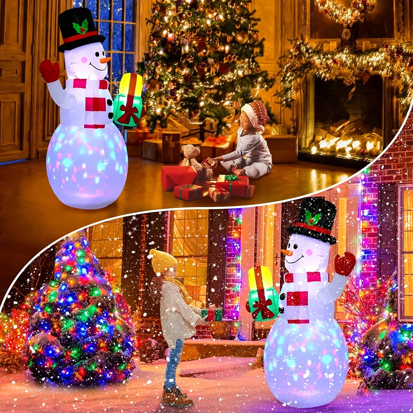 Inflatable Christmas Snowman LED Light Outdoor Holiday Garden Decor