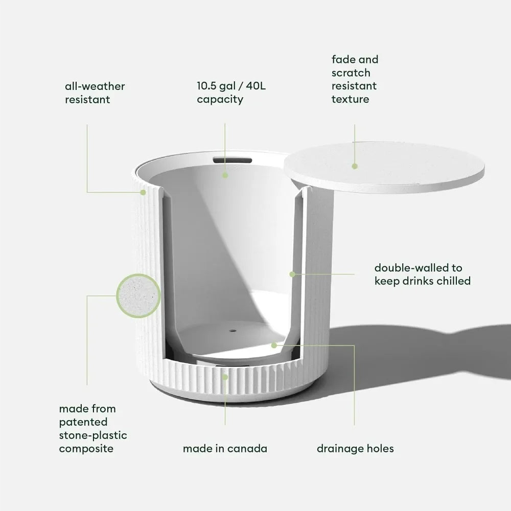 Outdoor Cooler Side Table - 2 in 1 - Designed for use as Side Table, Patio Table, Patio Decor and Outdoor Bar