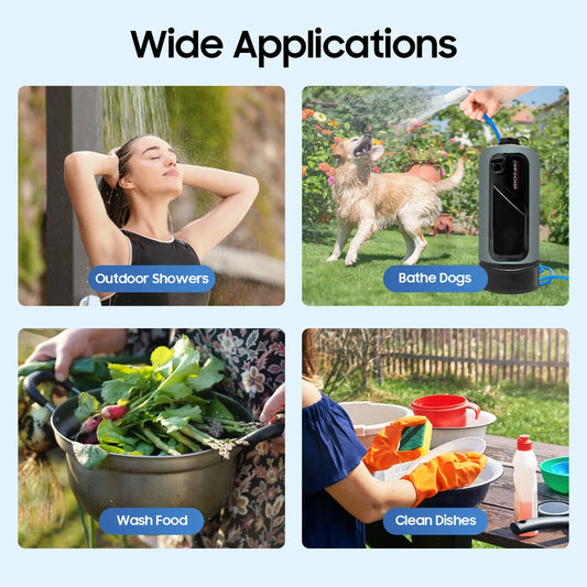 12L/3gallon Portable Pressure Camp Shower with Detachable Double Shoulder Strap, Bag Shower for Hiking Outdoor Climbing