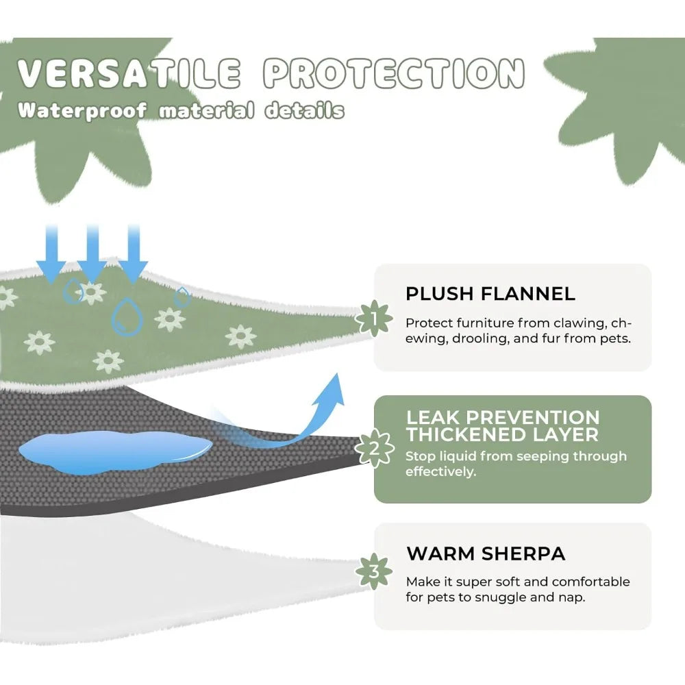 Waterproof Dog Blanket Jacquard Fleece Sherpa Lined Washable AllseasonWeather Comfort