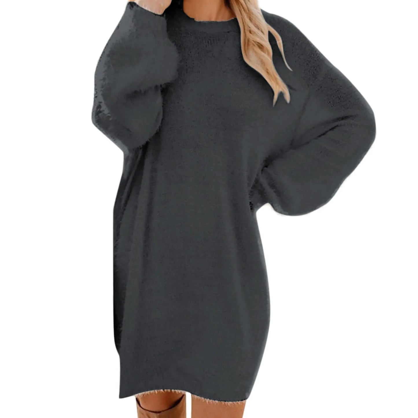 Women Winter Sweater Knit Crewneck Warm Long Sleeve Casual Sweatshirts Dress Elegant Women'S Dresses For Party Vestidos Mujer