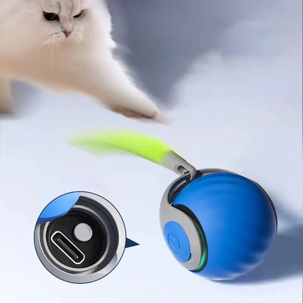 AutomaticMovingCatToyBallUSBRechargeableInteractiveSmartEntertainmentBallDynamicPetPlay