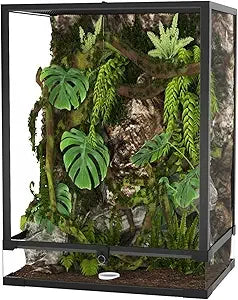 Glass Reptile Enclosure With Double Hinged Door And Top Vent