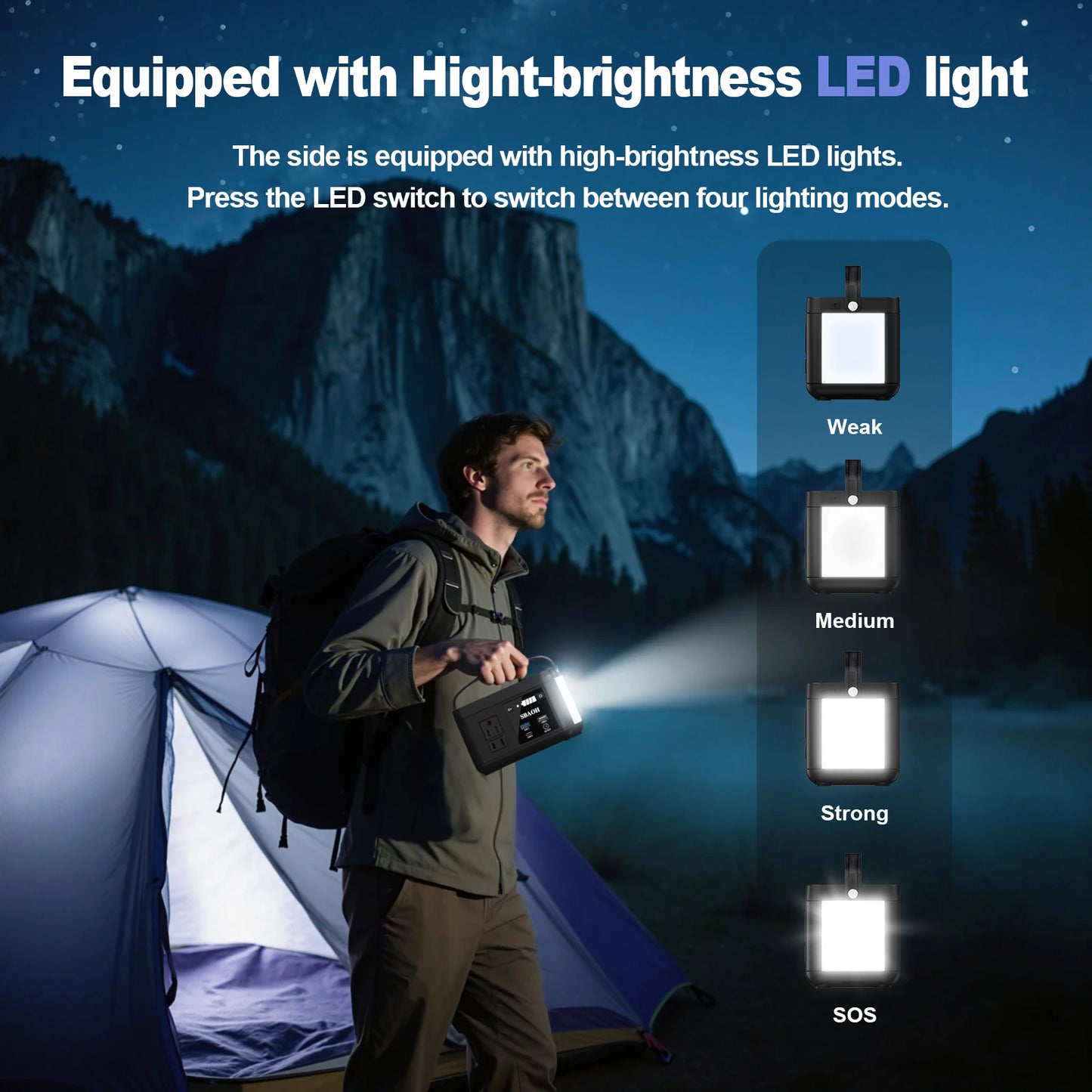 SBAOH Portable Powerstation 88.8Wh,Camping Power Station with 120W (peak 150W) AC Output,Power Solar Generator for Outdoor RV