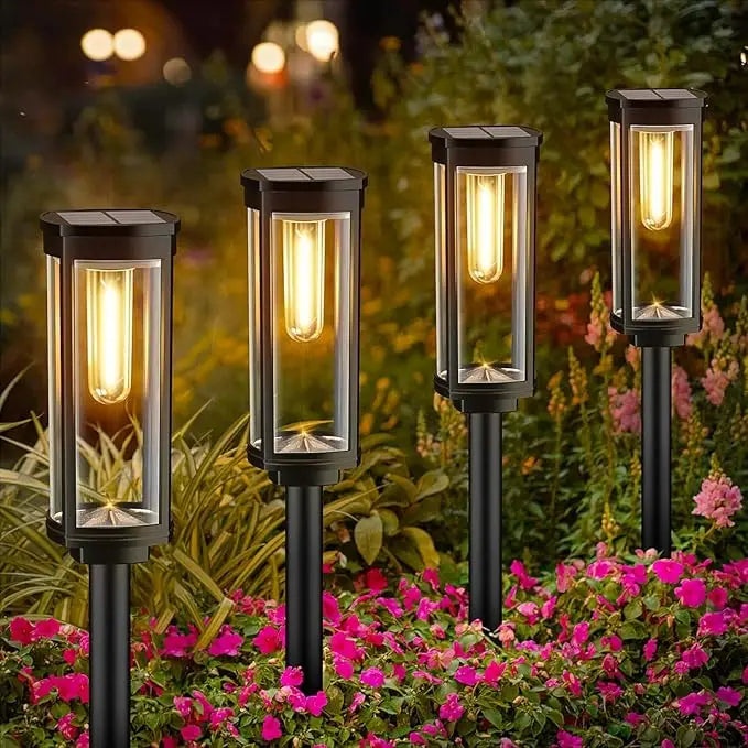Bright Solar Lights Outdoor 6 Pack, Solar Pathway Lights Waterproof IP65, Auto On/Off Solar Yard Lights, Long Lasting