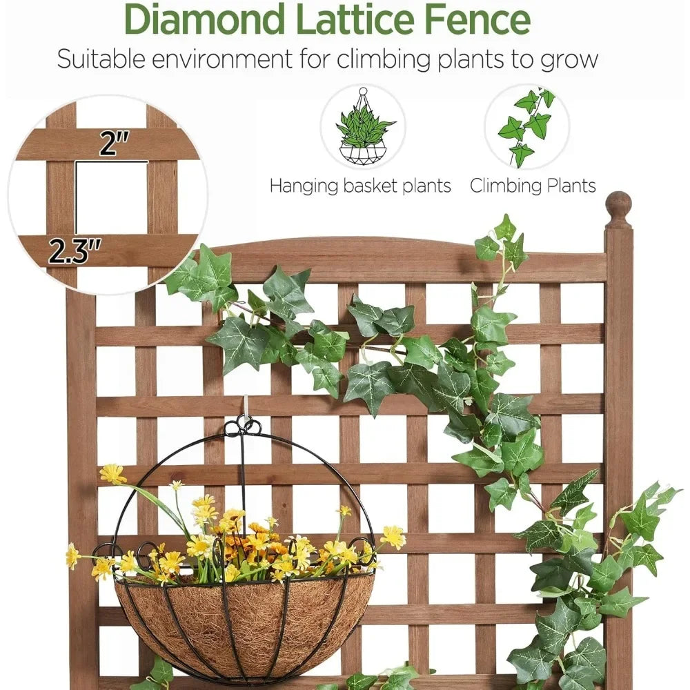 2pcs 50" H Raised Garden Bed with Trellis & Wheels Standing Vertical Horticulture Planter Box for Vine Climbing Plants