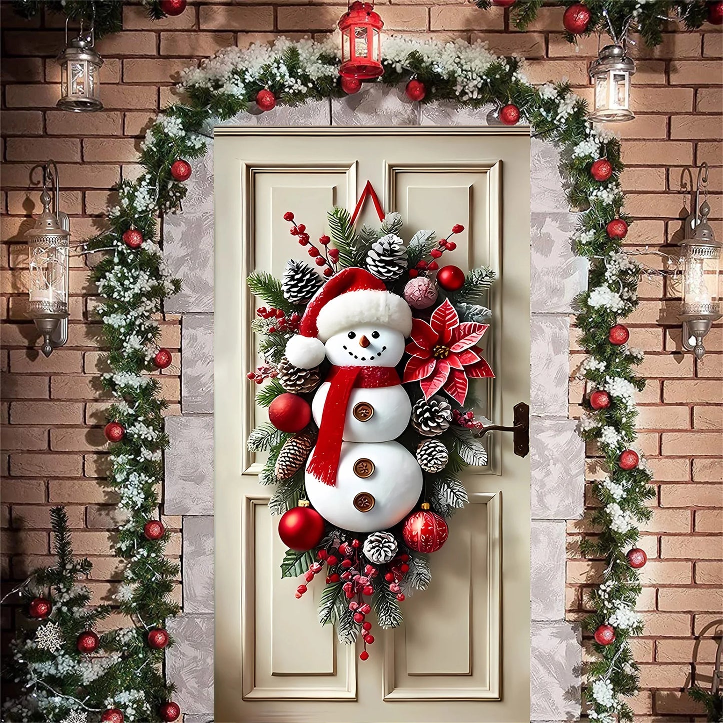 Festive Santa Claus Christmas Door Cover for Front Door Decor
