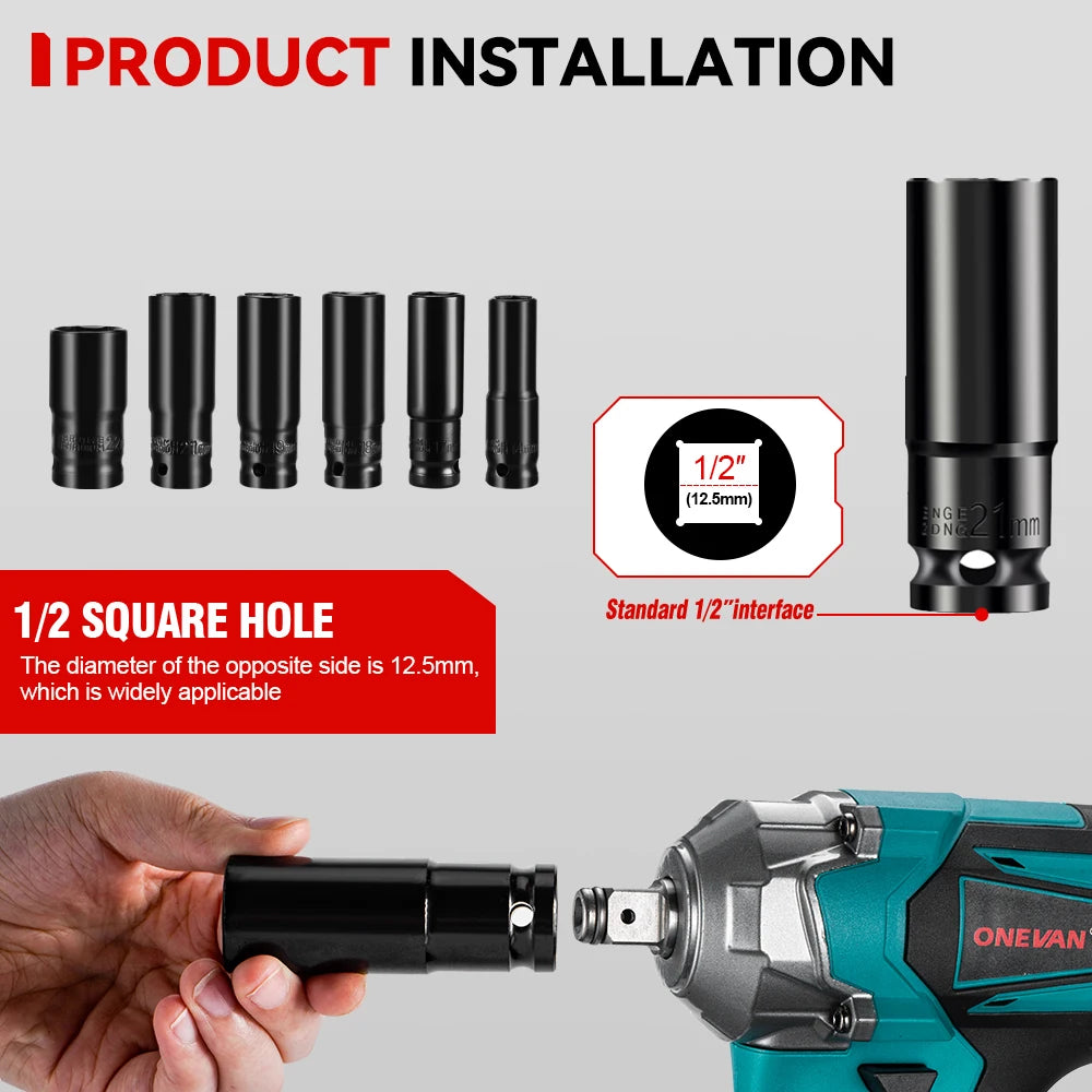 ONEVAN 1200Nm Brushless Cordless Impact Wrench With Makita Battery