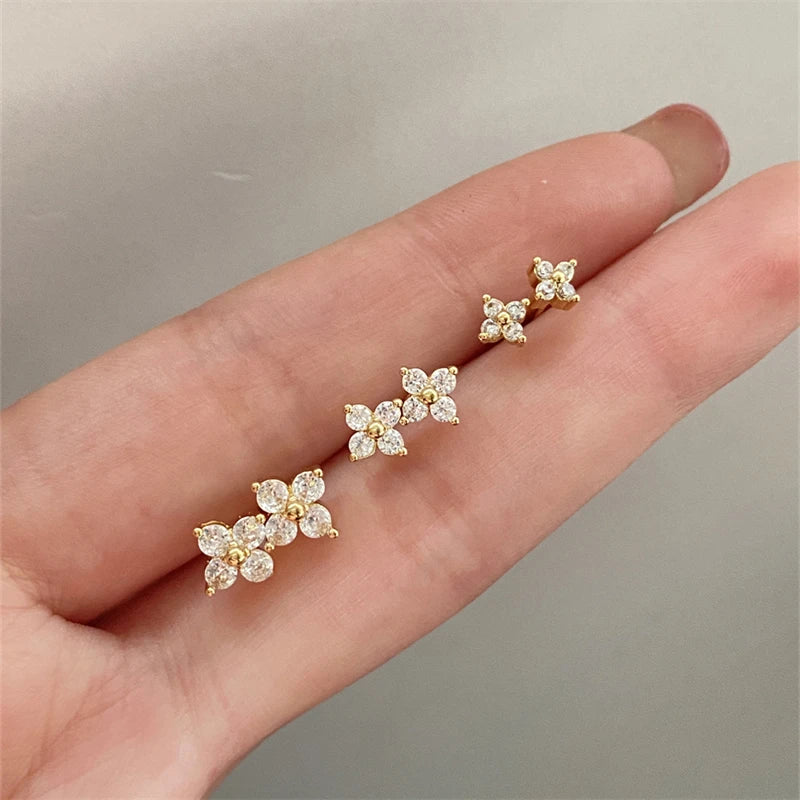 Yupsk Flower Butterfly Zircon Stud Earrings For Women