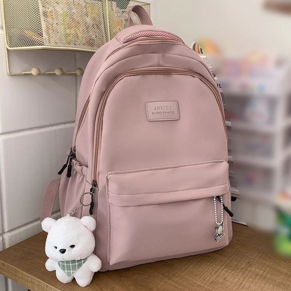 Nylon Women Backpack High Capacity Rucksack for Teens