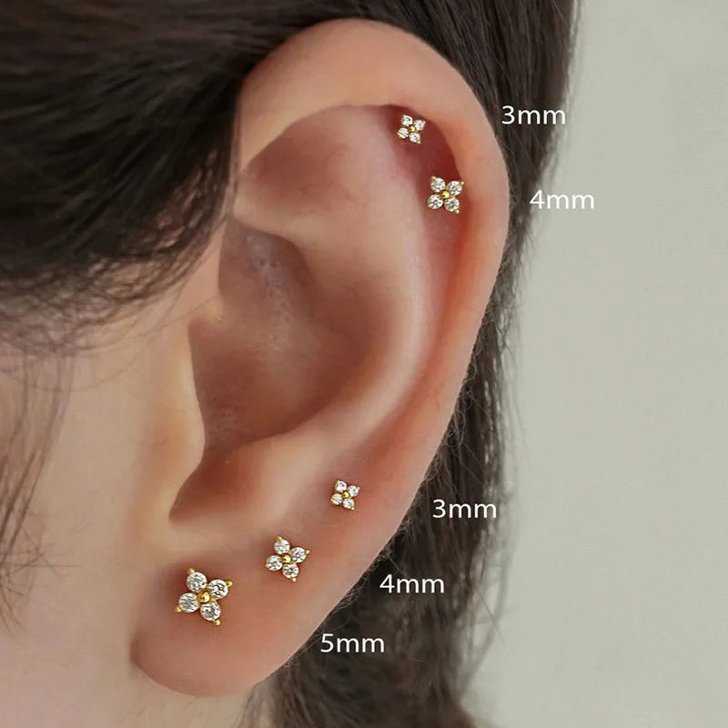Yupsk Flower Butterfly Zircon Stud Earrings For Women