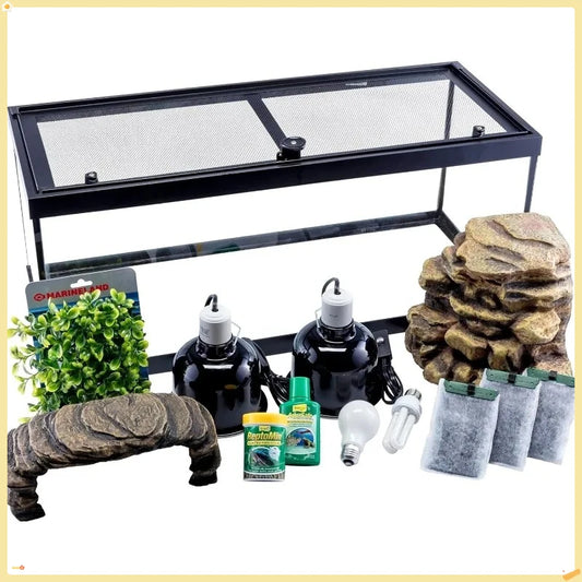 High Concerned Turtle Aquarium Package With FiltrationSystem And HeatingIlluminationLamps