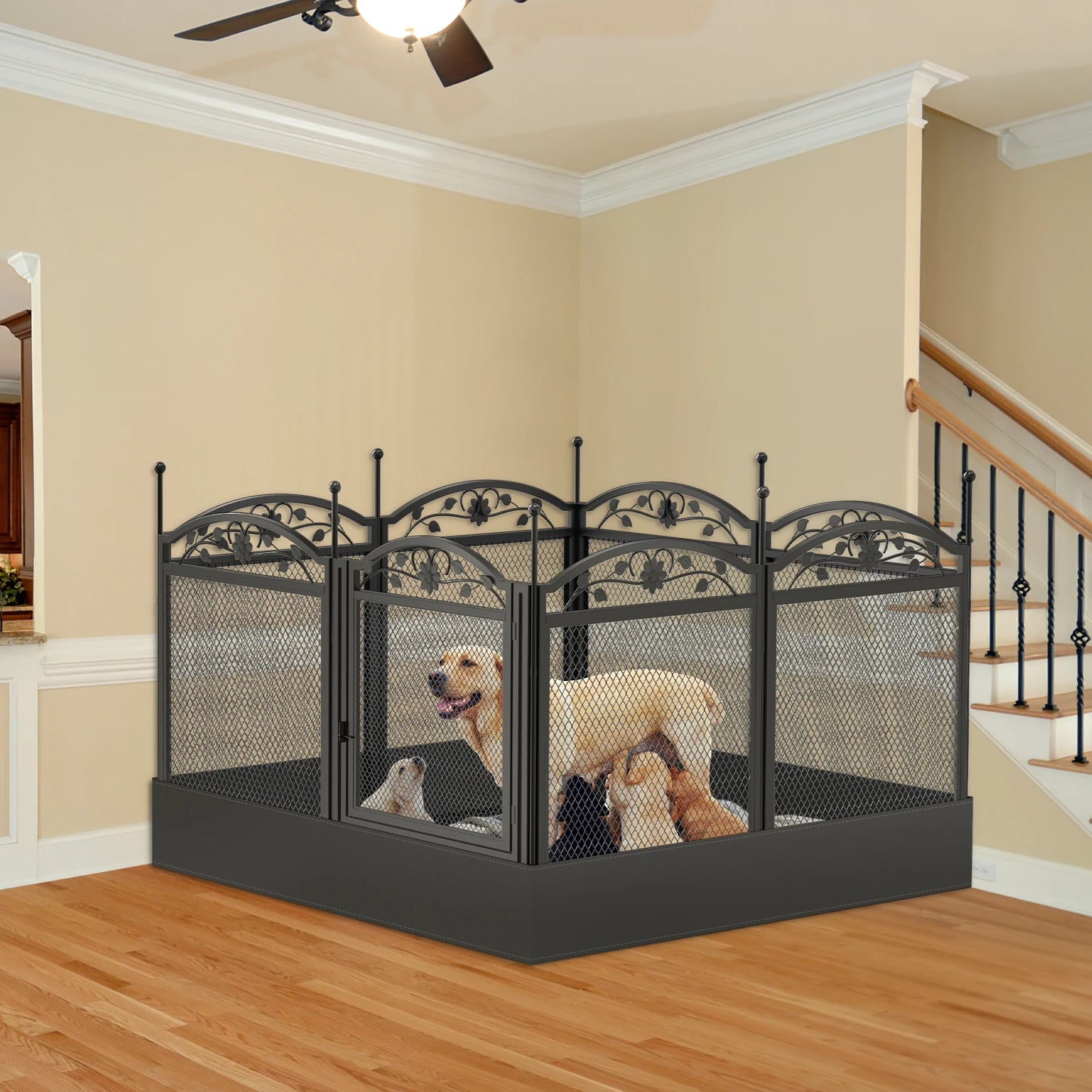 Heavy Duty 8 Panels DIY Dog Playpen with Waterproof Pad for Indoor Outdoor Use