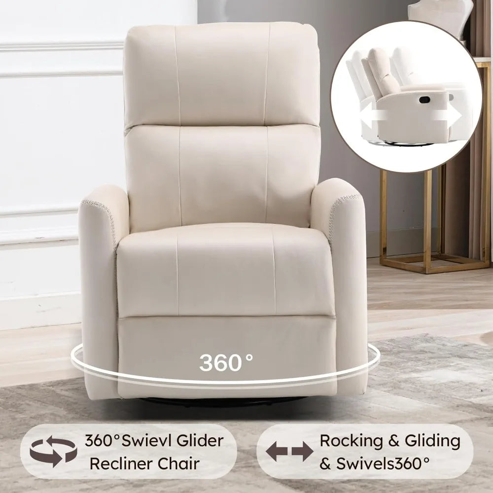 Rocking Swivel Faux Leather Recliner Chair Glider Nursery