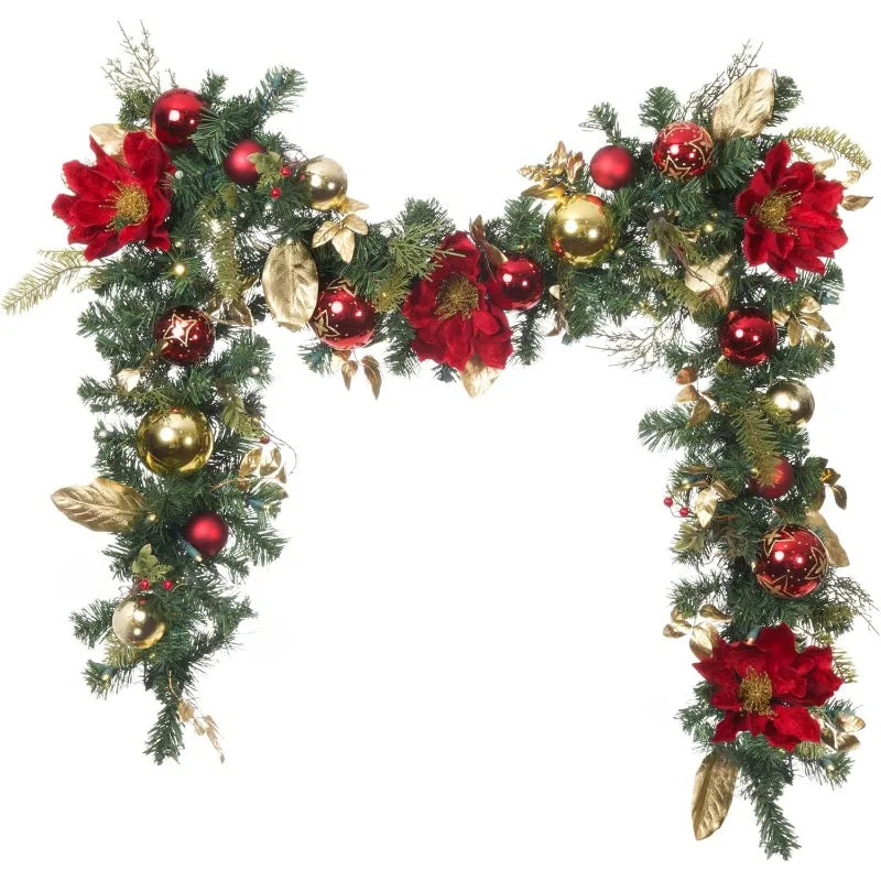Artificial Christmas Garland Battery Powered Prelit 100 LED Lights