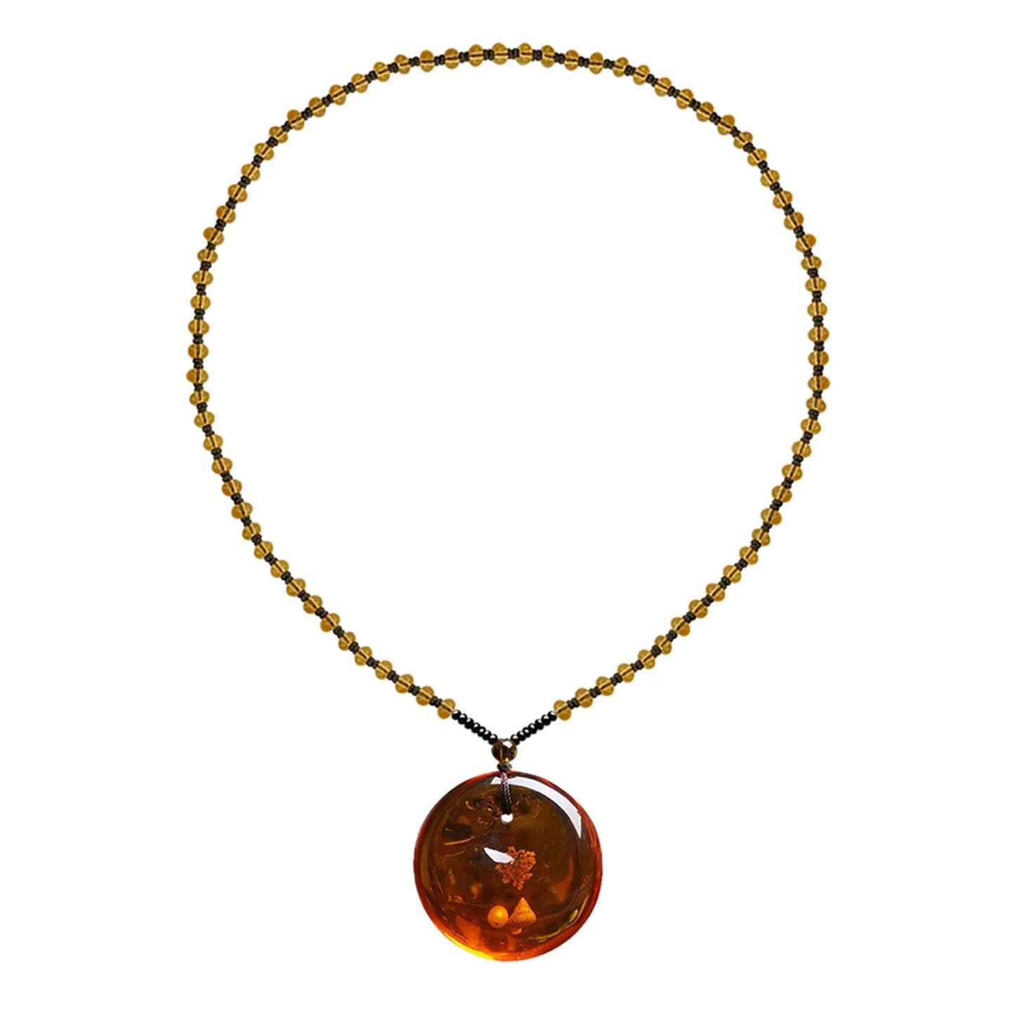 Natural Stone Beeswax Pendant Necklace For Women Wearable