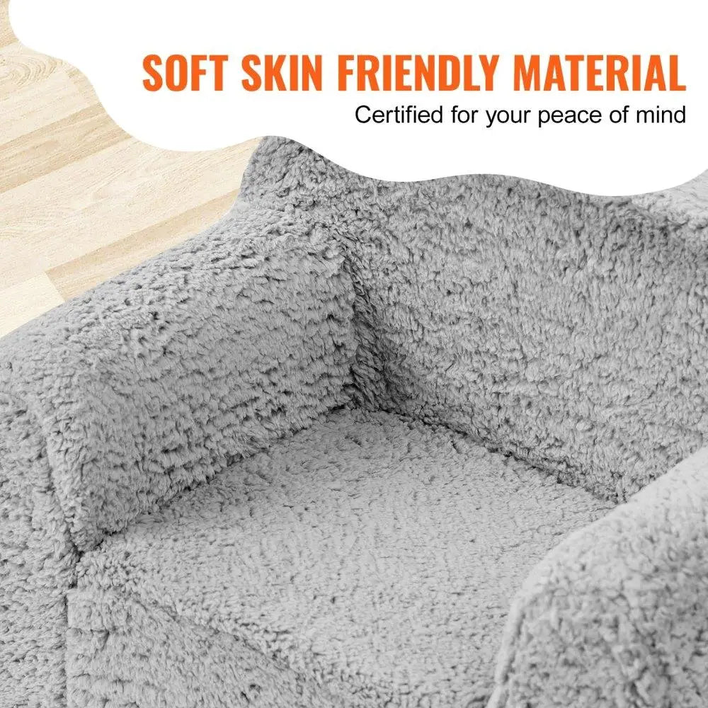 Kids Armchair Sofa High Density 25D Sponge Sherpa Fabric Toddler Chair for bedroom Playroom