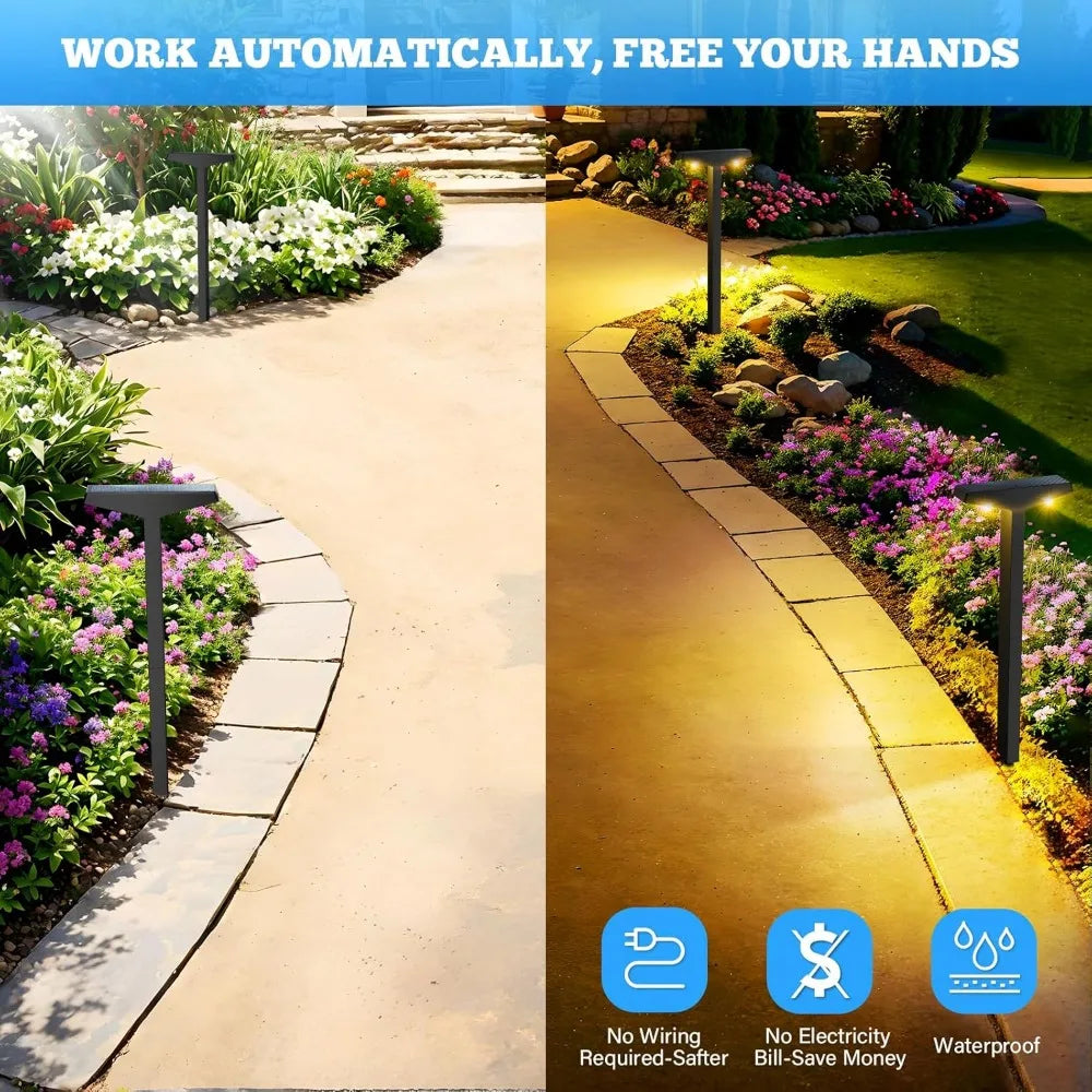 Waterproof Solar Garden Decorative Landscape Lighting for Path, Lawn, Walkway, Driveway, Backyard Decor - Warm White