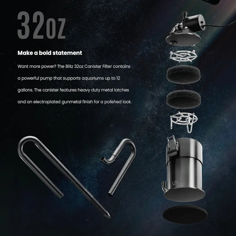 Systems Blitz Stainless Steel Aquarium Filter With Mechanical Biological Filtration