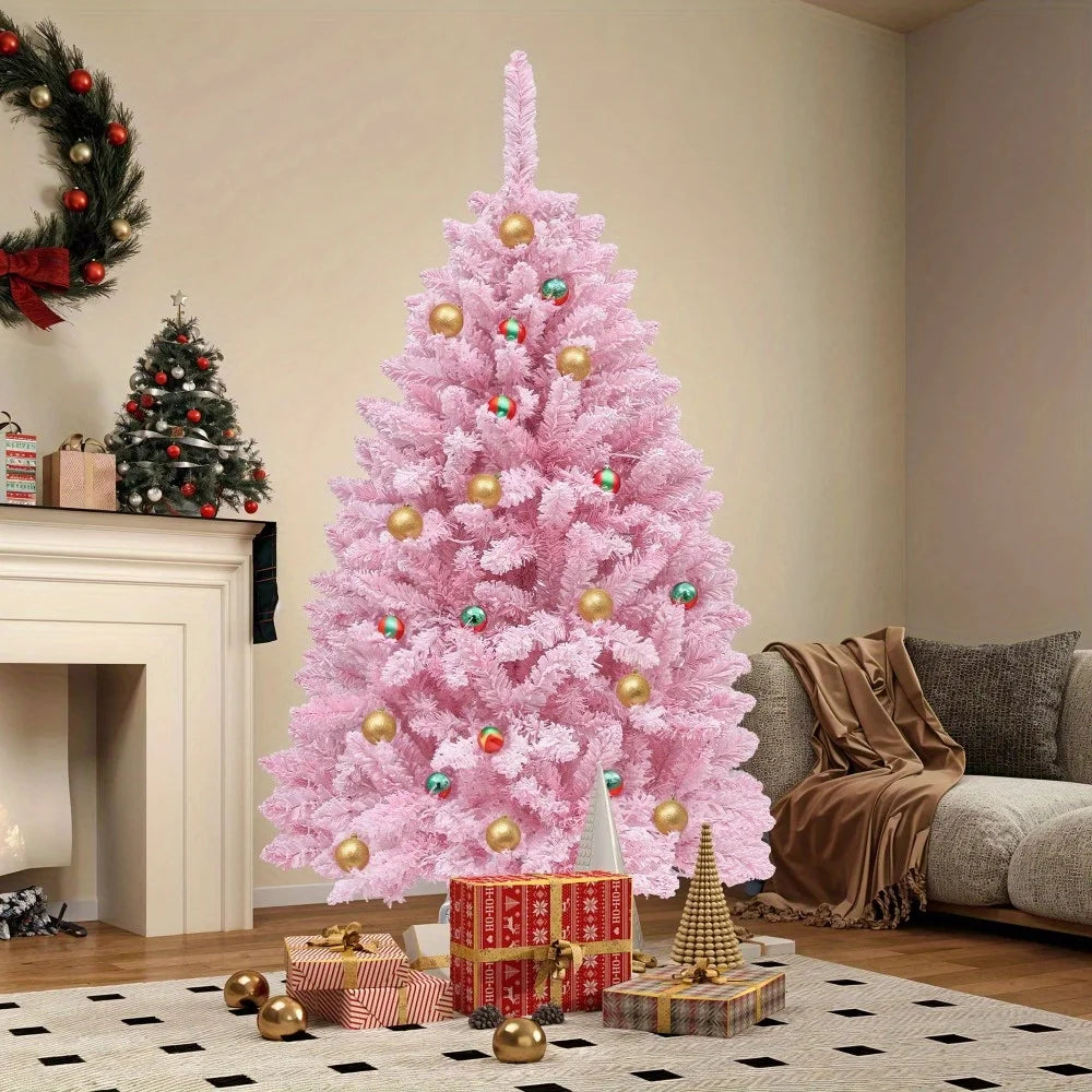 Pre-Lit Artificial Christmas Tree Flocked Spruce 400 PVC Tips 200 Lights