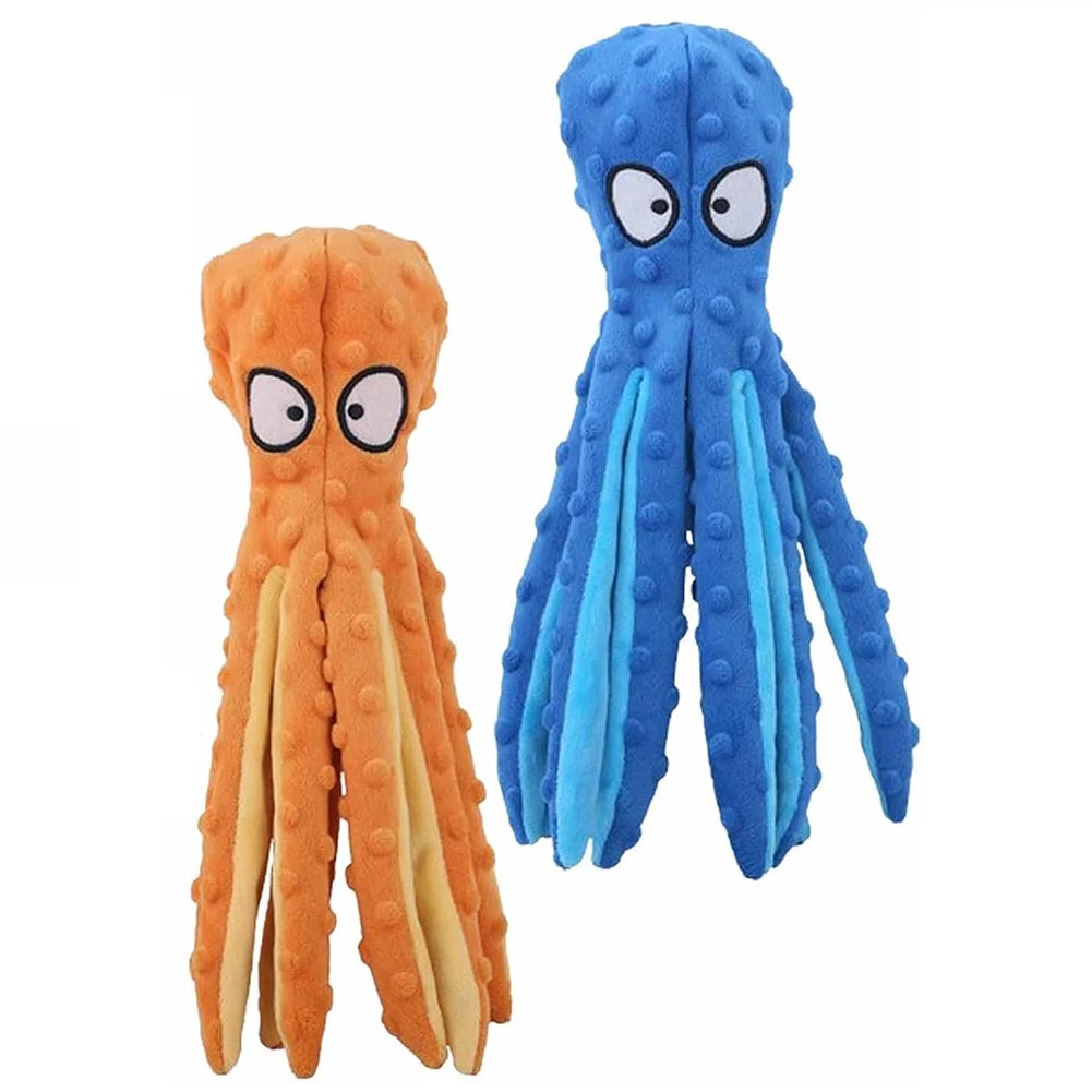 Shunmaii Octopus Plush Dog Toy Interactive Squeaky Rattle Indestructible Bite Resistant