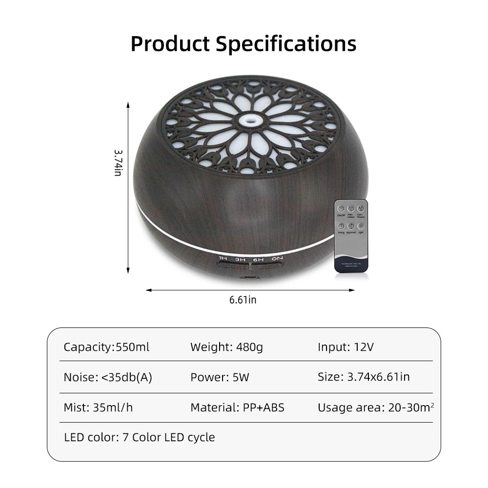 High-Concerned Essential Oil Diffuser With Remote Timer And Premium Oils