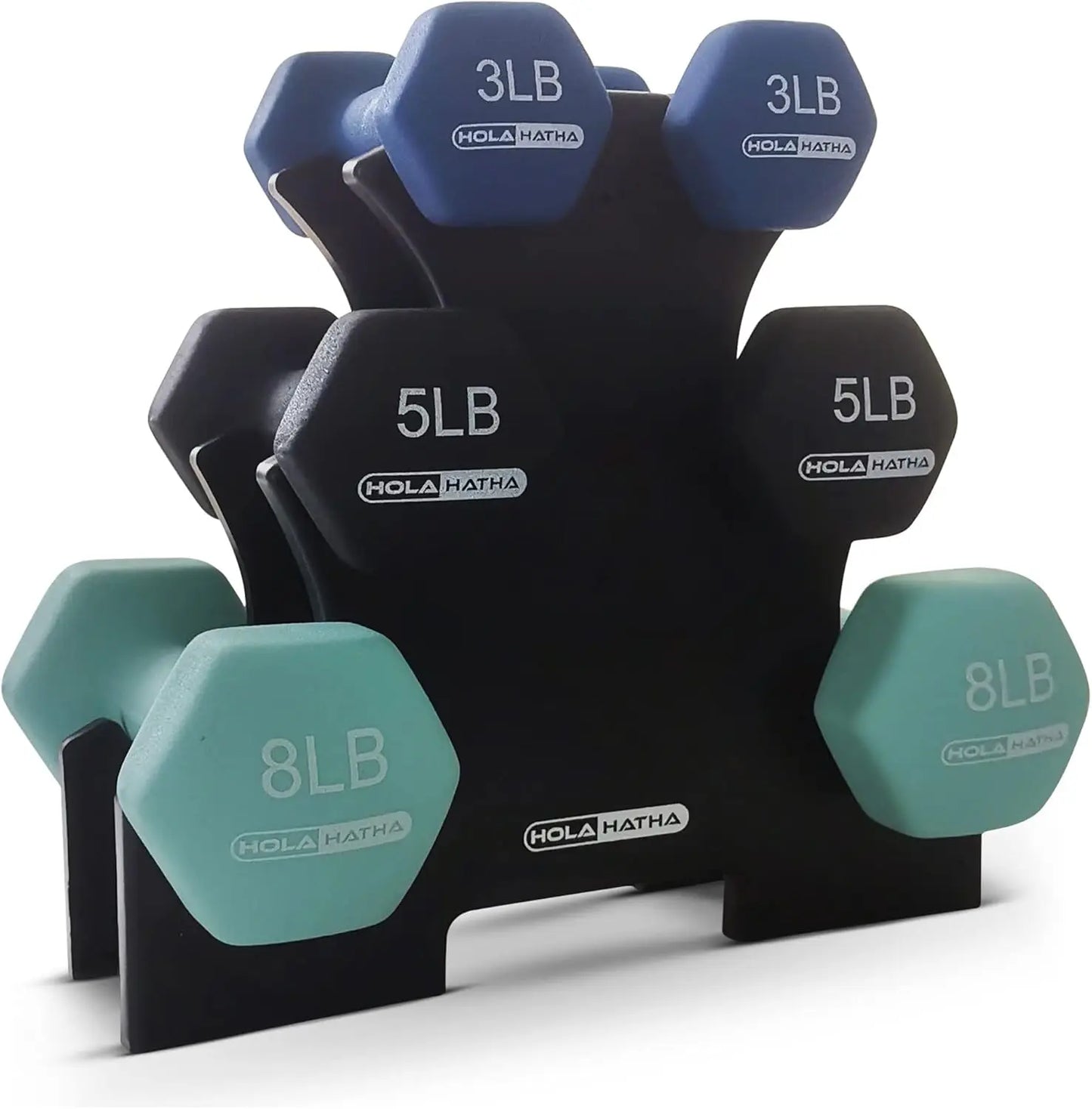 Neoprene Dumbbell Free Hand Weight Set with Rack