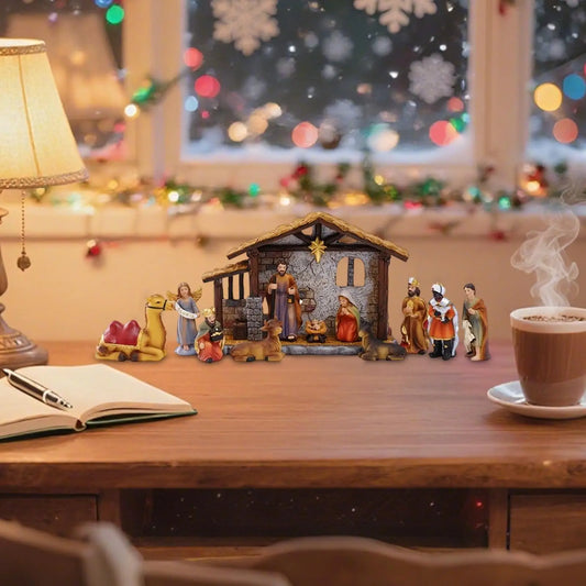 High-concerned Nativity Set Manger Scene Resin Holiday Decor