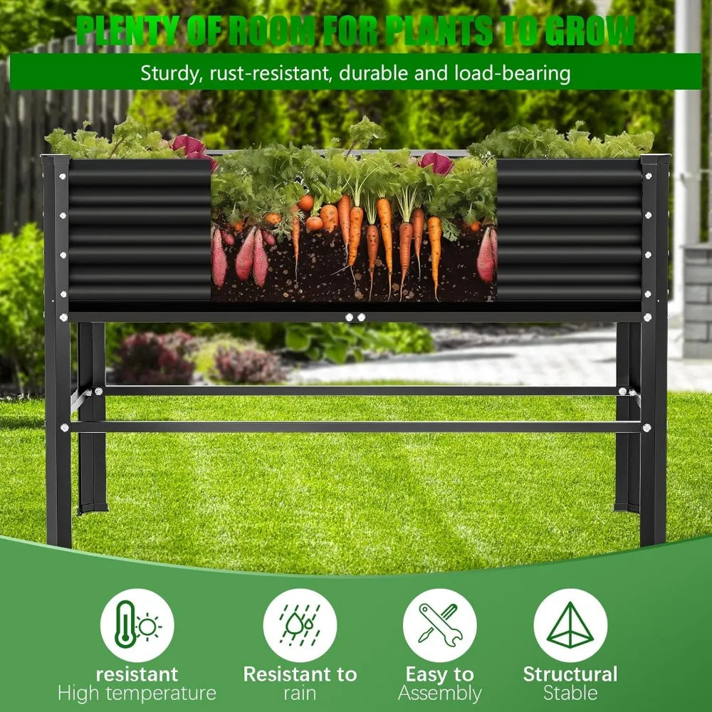 Doniks Raised Garden Bed With Legs Galvanized Outdoor Planting Box 600lb Capacity