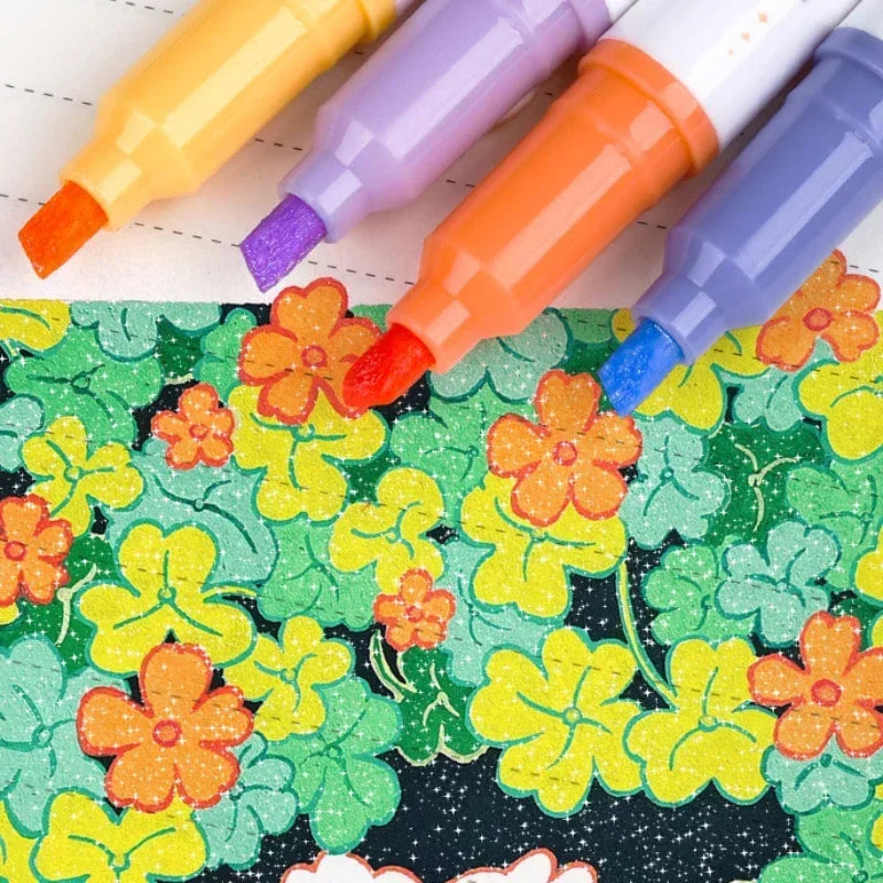 Brush Tip Star Glitter Highlighters Set for Journals