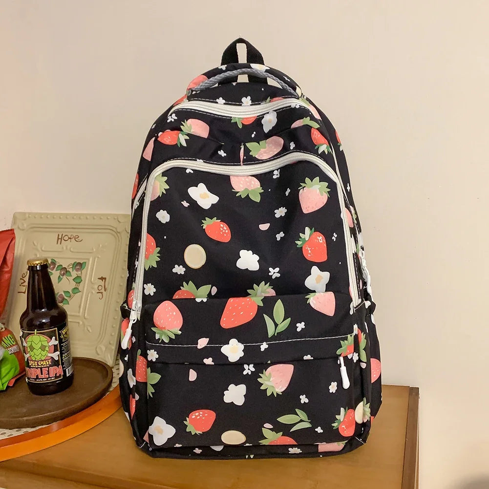 MOJOYCECN Strawberry Pattern Backpack For Women School Bag
