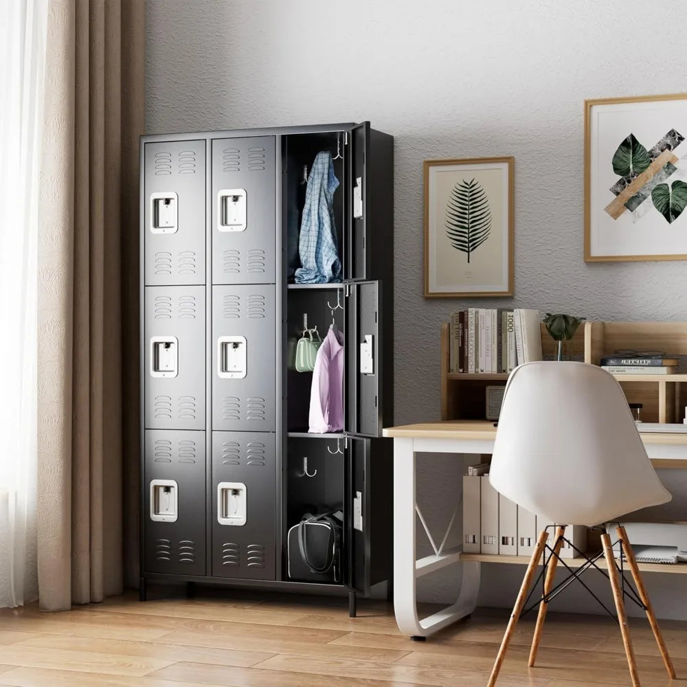 Locker Organizer with 9 Doors, Metal Lockers for Employees, Storage Steel Organizer for School, Metal Storage Cabinet for Gym, O