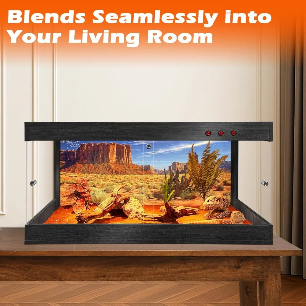 Royxen Premium Bearded Dragon Reptile Tank Tempered Glass Enclosure LockingMeshTop
