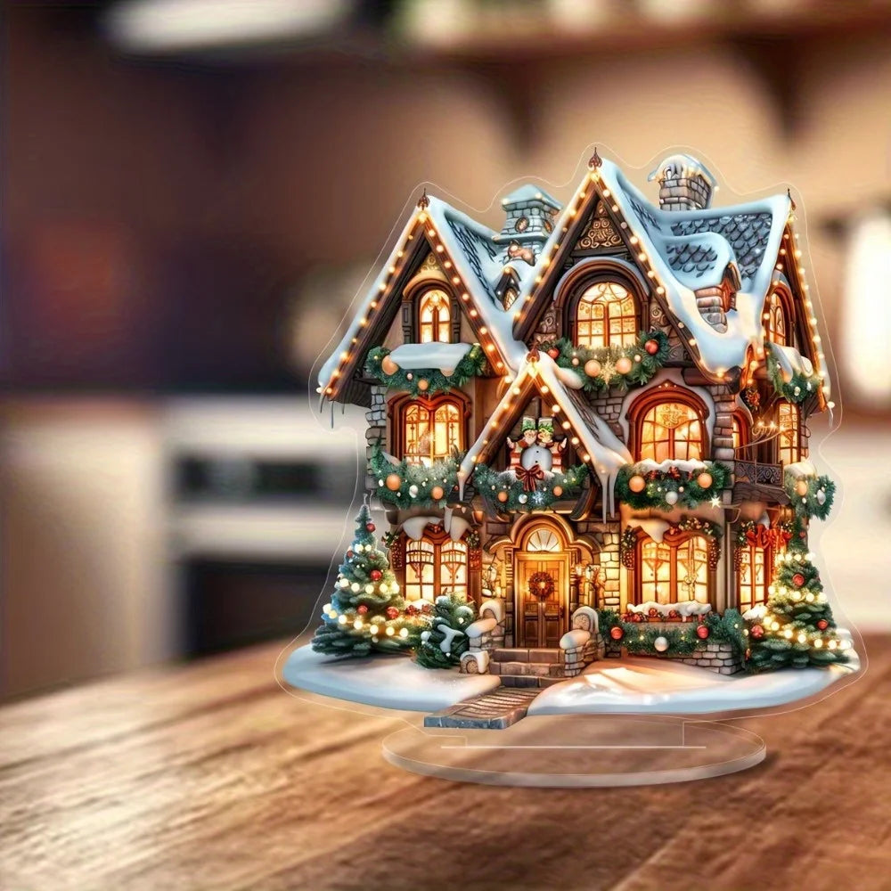 A charming two-dimensional gingerbread house Christmas table ornament: a multi-purpose holiday decoration with a base