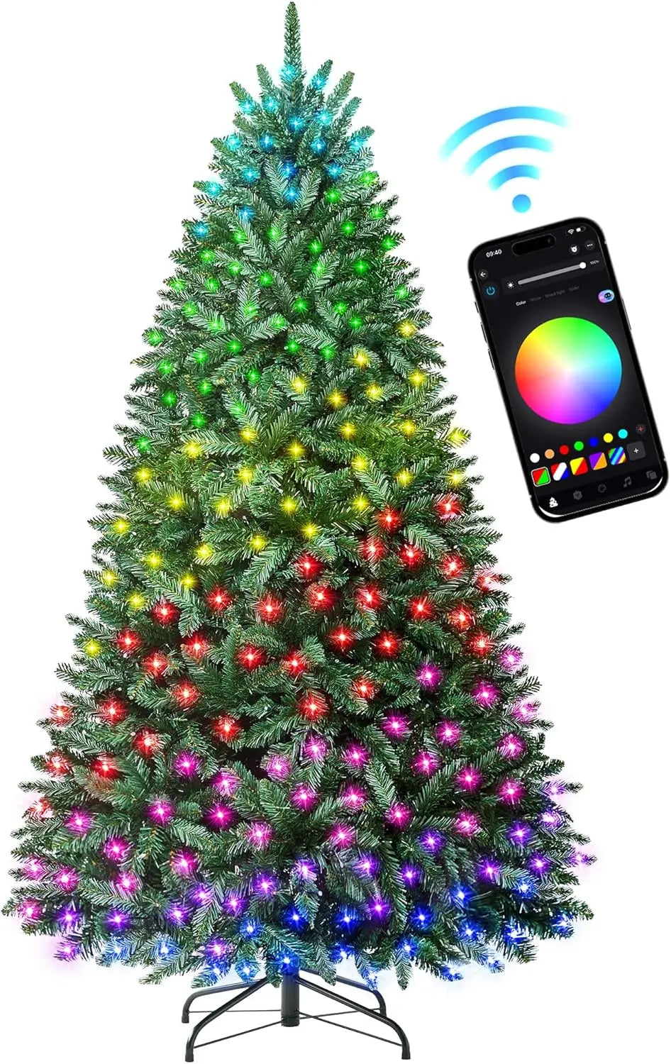 XMSJ Prelit Christmas Tree With 270 LED Lights App Control