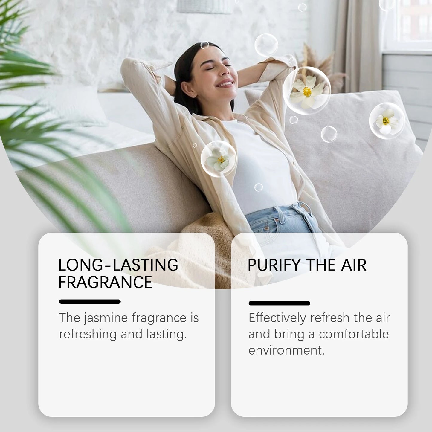 JAKEHOE Indoor Jasmine Air Freshener Odor Elimination Purification